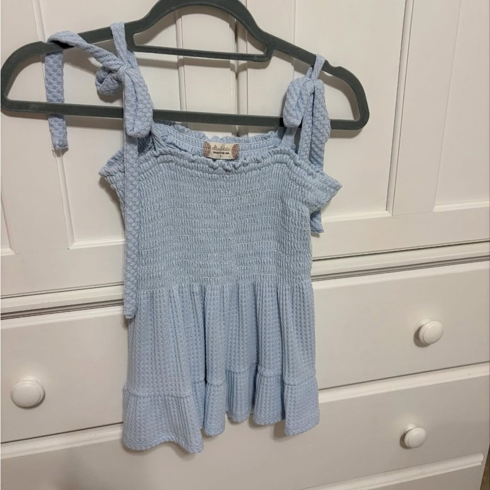 Light Blue Smocked Dress with Tie Straps